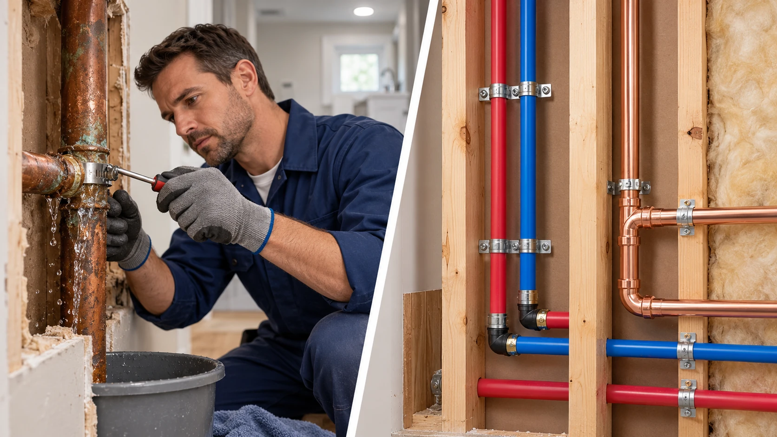 Technician installing pipes in Doha